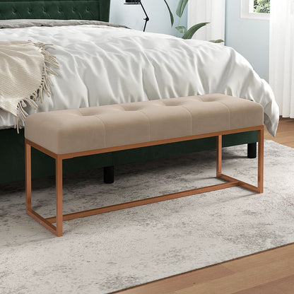 Panca Beige 110x36x45 cm in Velluto | homemem39