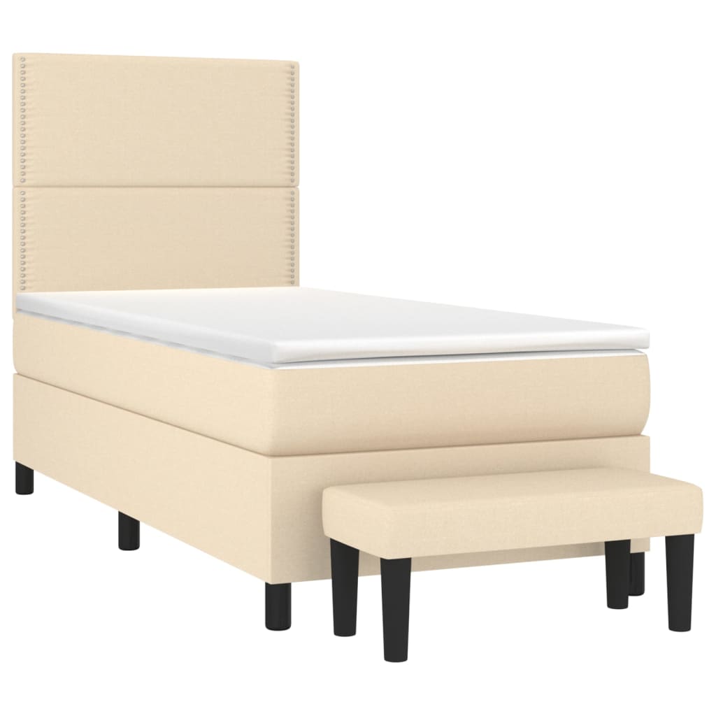 Giroletto a Molle con Materasso Crema 100x200 cm in Tessuto | homemem39