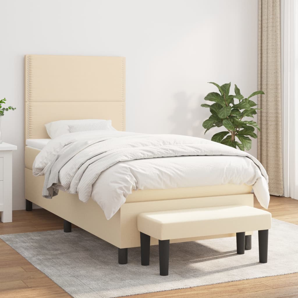 Giroletto a Molle con Materasso Crema 100x200 cm in Tessuto | homemem39