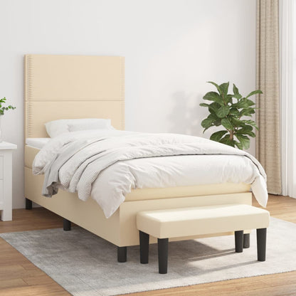 Giroletto a Molle con Materasso Crema 100x200 cm in Tessuto | homemem39