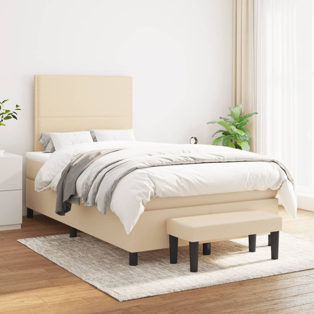 Giroletto a Molle con Materasso Crema 120x200 cm in Tessuto | homemem39