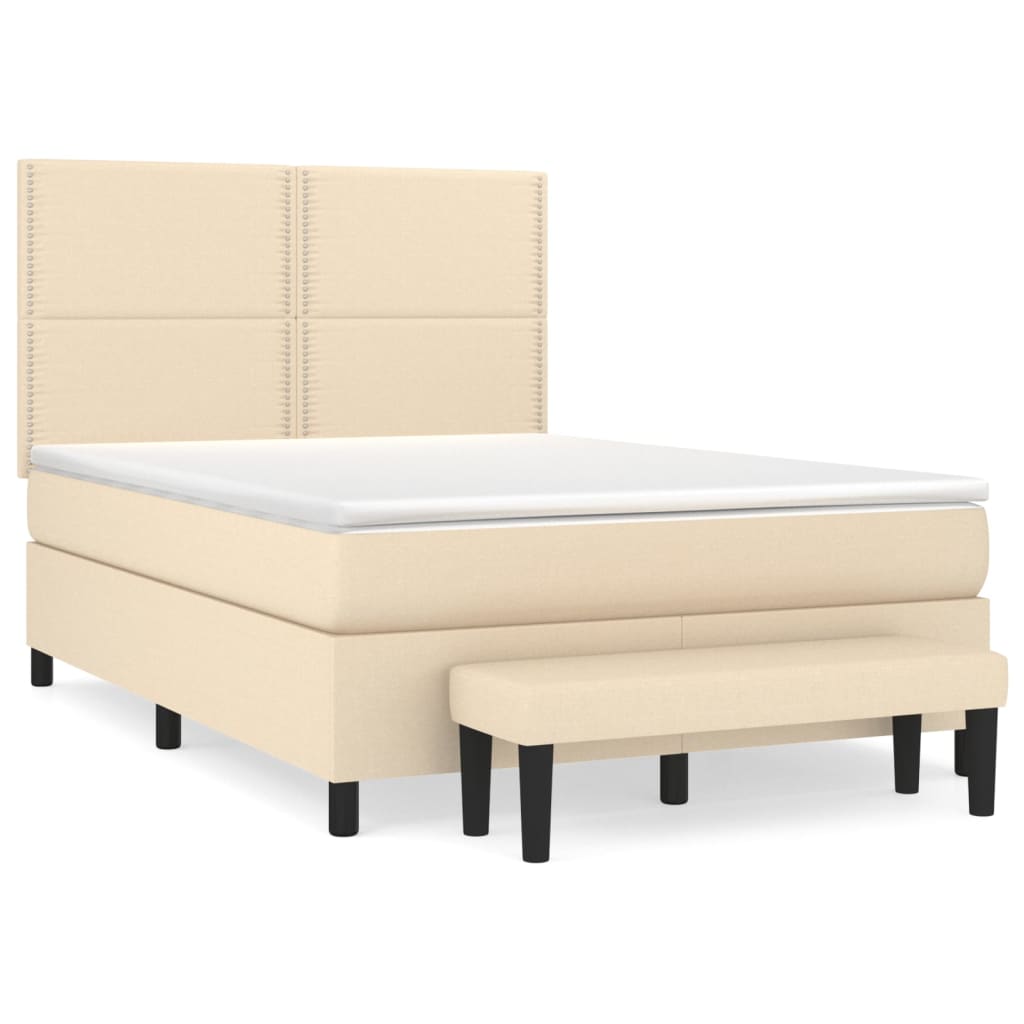 Giroletto a Molle con Materasso Crema 140x19 cm in Tessuto | homemem39