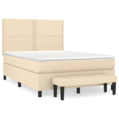Giroletto a Molle con Materasso Crema 140x19 cm in Tessuto | homemem39