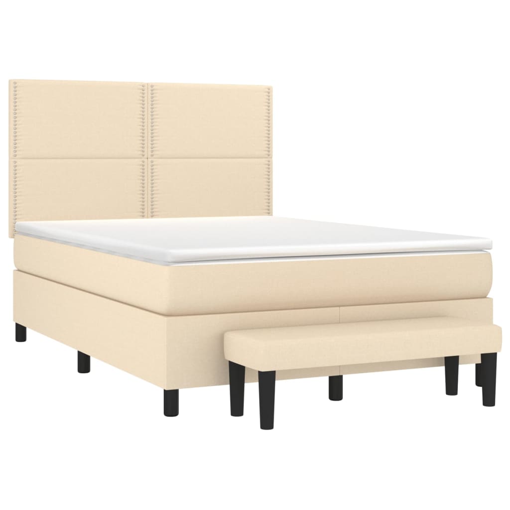 Giroletto a Molle con Materasso Crema 140x19 cm in Tessuto | homemem39