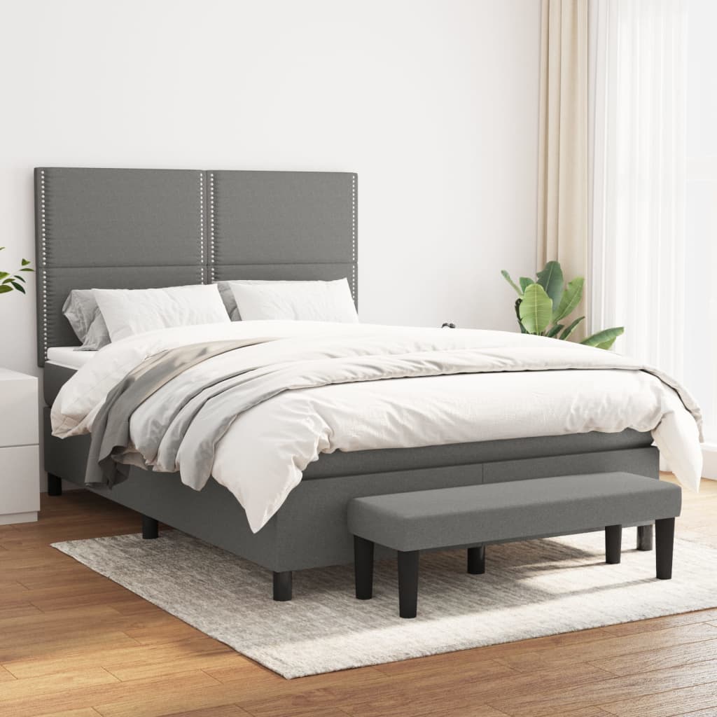 Giroletto a Molle con Materasso Grigio Scuro 140x200cm Tessuto | homemem39