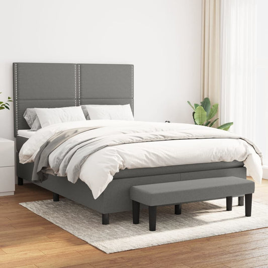 Giroletto a Molle con Materasso Grigio Scuro 140x200cm Tessuto | homemem39