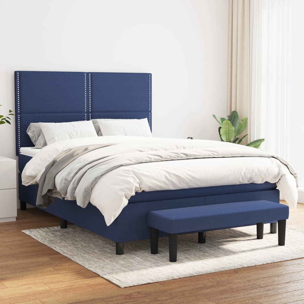 Giroletto a Molle con Materasso Blu 140x200 cm in Tessuto | homemem39