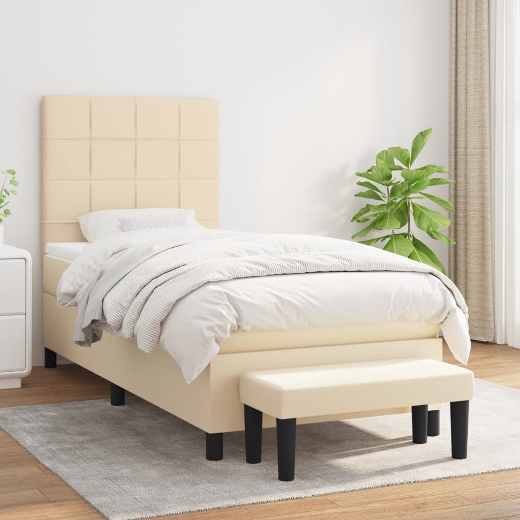 Giroletto a Molle con Materasso Crema 90x200 cm inTessuto | homemem39