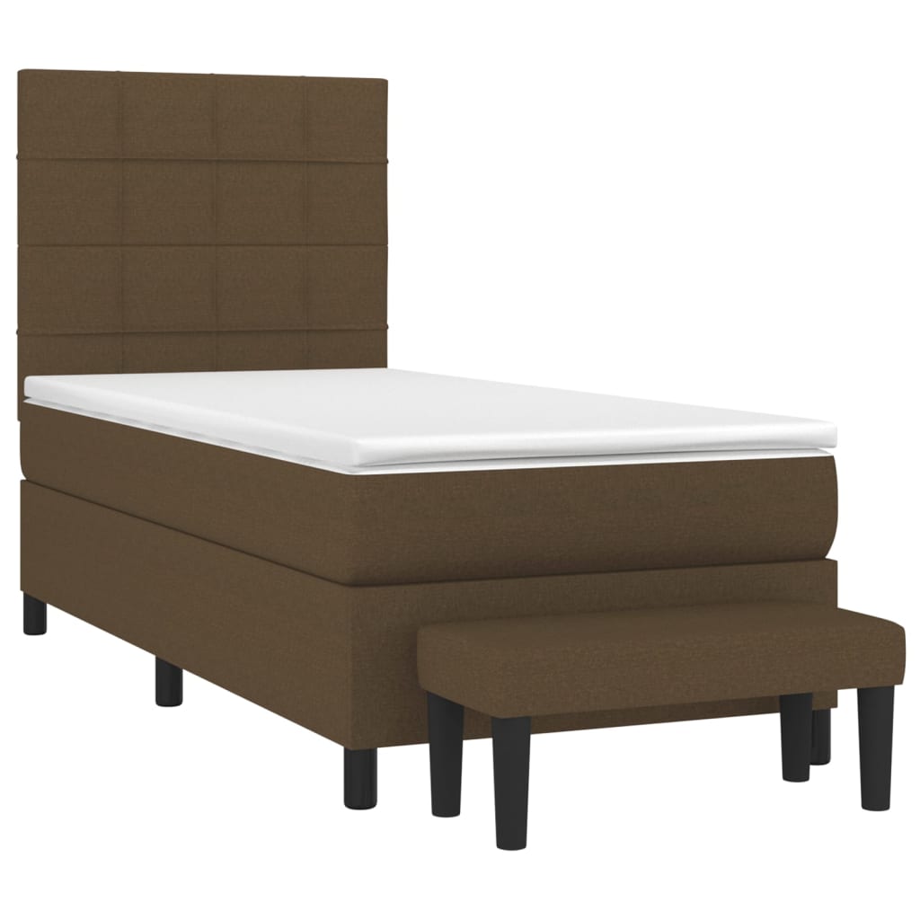 Giroletto a Molle con Materasso Marrone Scuro 100x200cm Tessuto