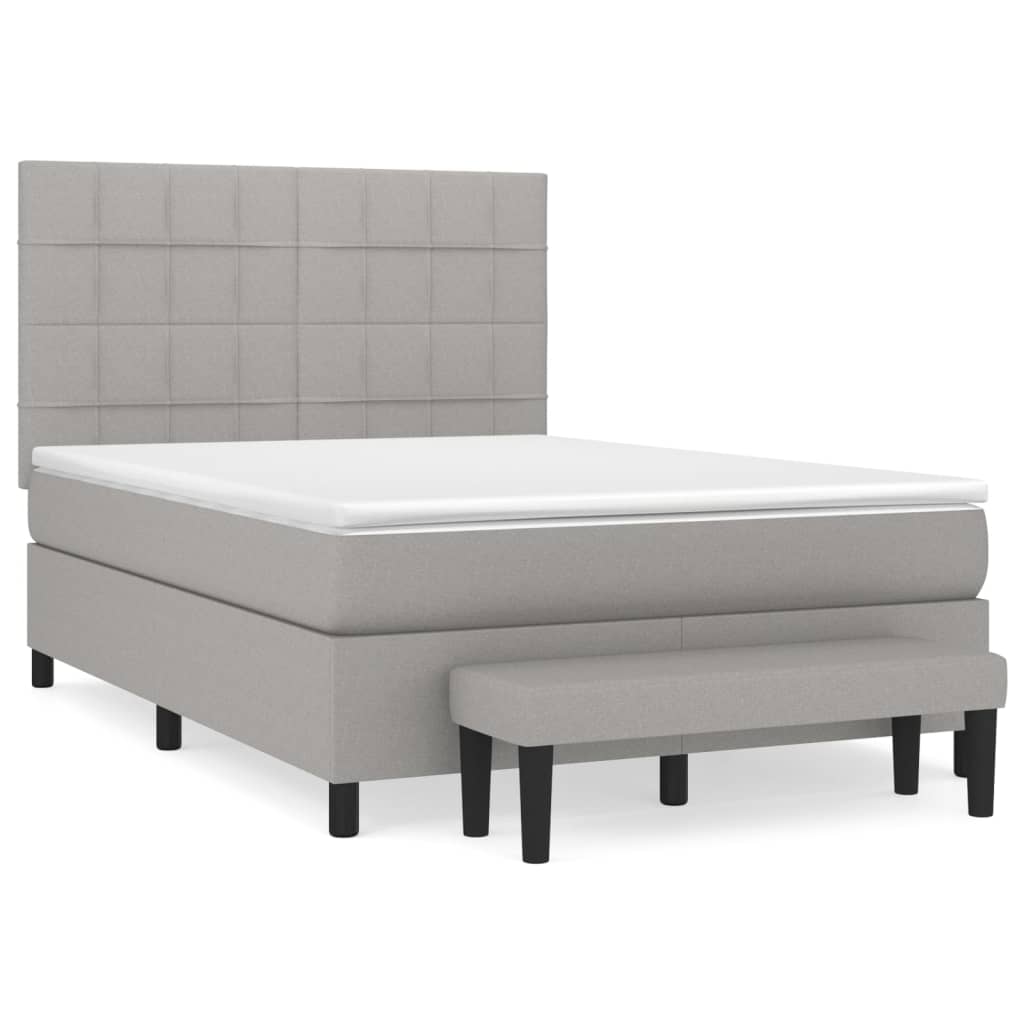 Giroletto a Molle con Materasso Grigio Chiaro 140x190cm Tessuto | homemem39