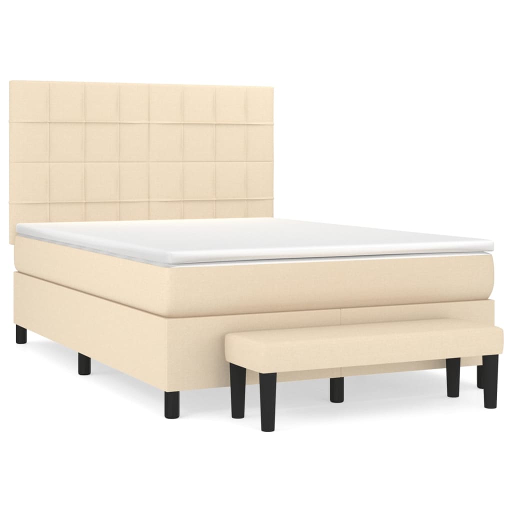 Giroletto a Molle con Materasso Crema 140x19 cm in Tessuto | homemem39