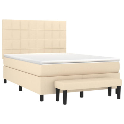 Giroletto a Molle con Materasso Crema 140x19 cm in Tessuto | homemem39