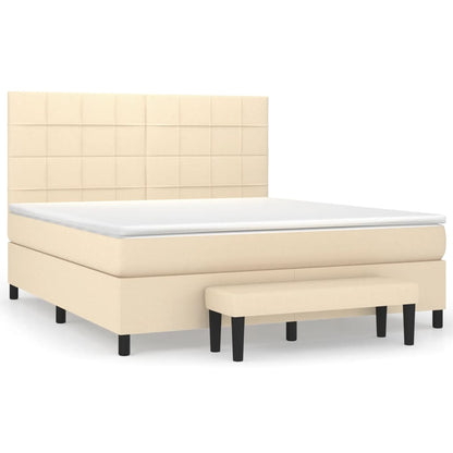 Giroletto a Molle con Materasso Crema 180x200 cm in Tessuto - homemem39