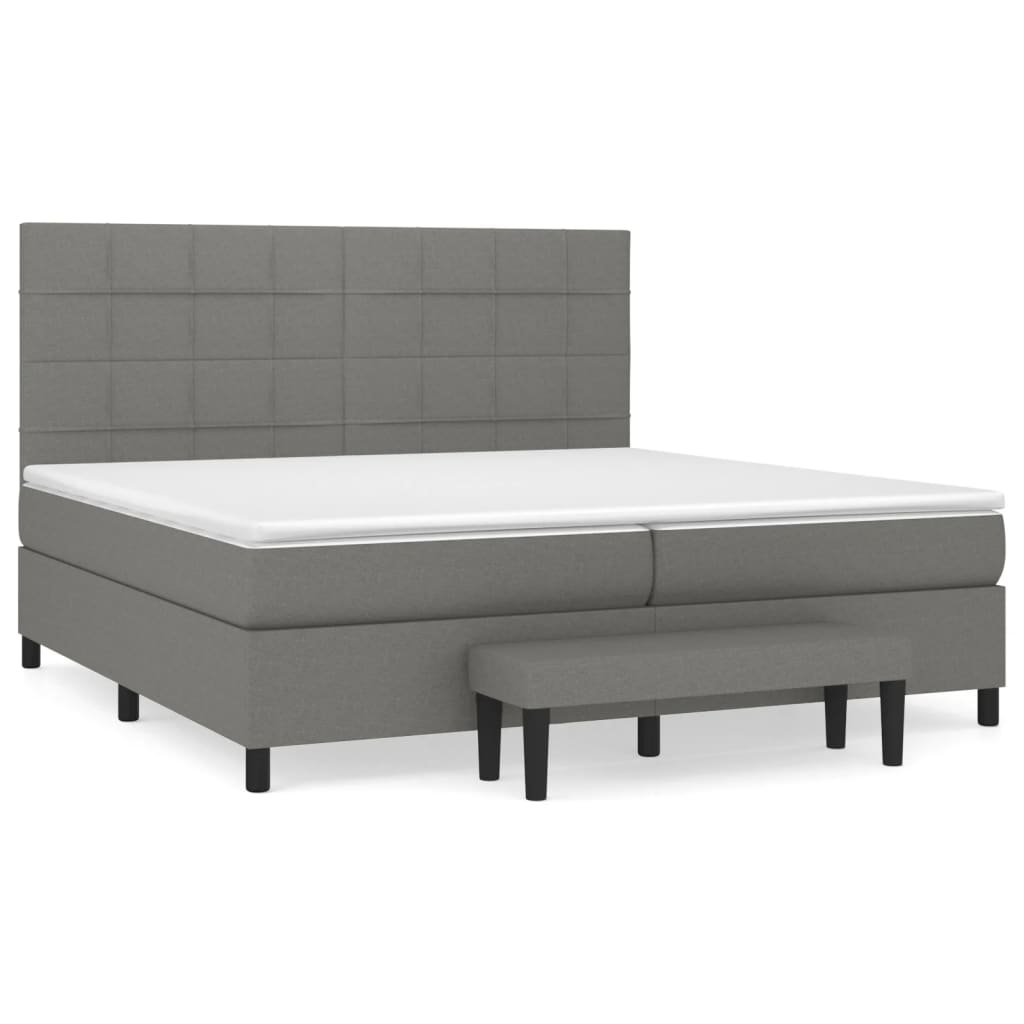 Giroletto a Molle con Materasso Grigio Scuro 200x200 cm Tessuto