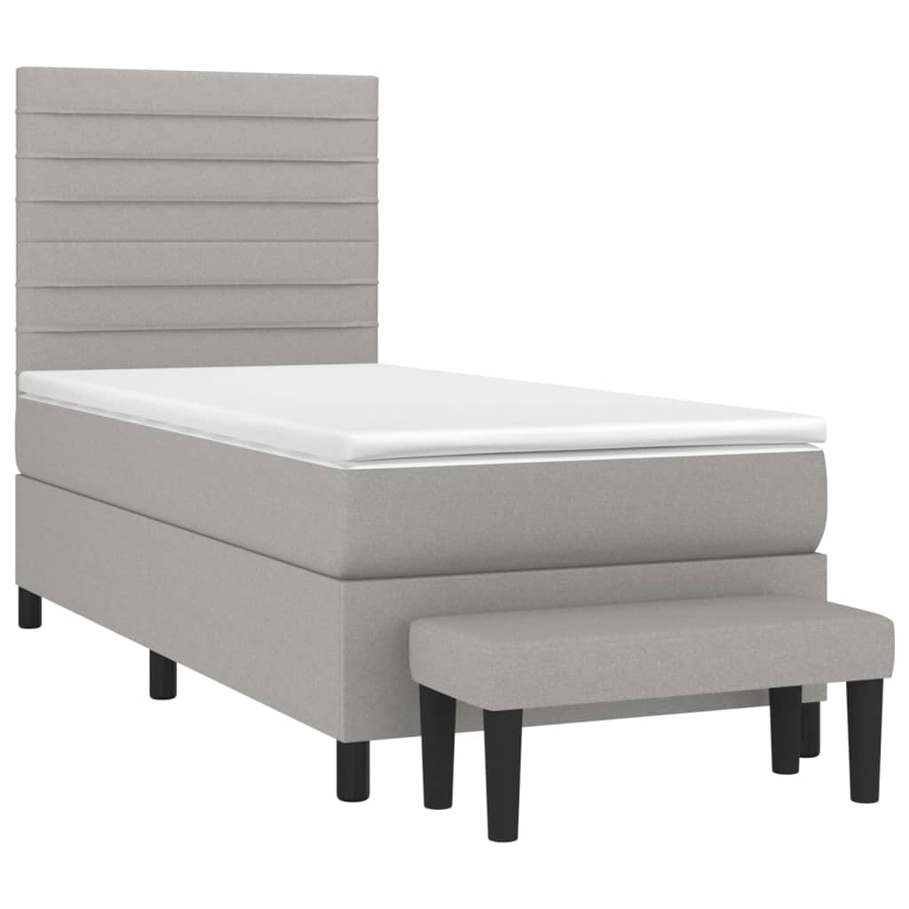 Giroletto a Molle con Materasso Grigio Chiaro 80x200 cm Tessuto