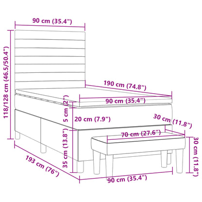 Giroletto a Molle con Materasso Tortora 90x190 cm in Tessuto - homemem39