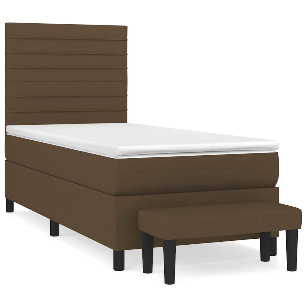 Giroletto a Molle con Materasso Marrone Scuro 90x200 cm Tessuto | homemem39