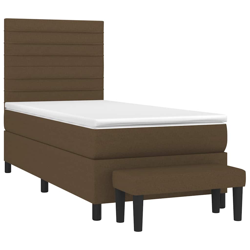 Giroletto a Molle con Materasso Marrone Scuro 90x200 cm Tessuto | homemem39