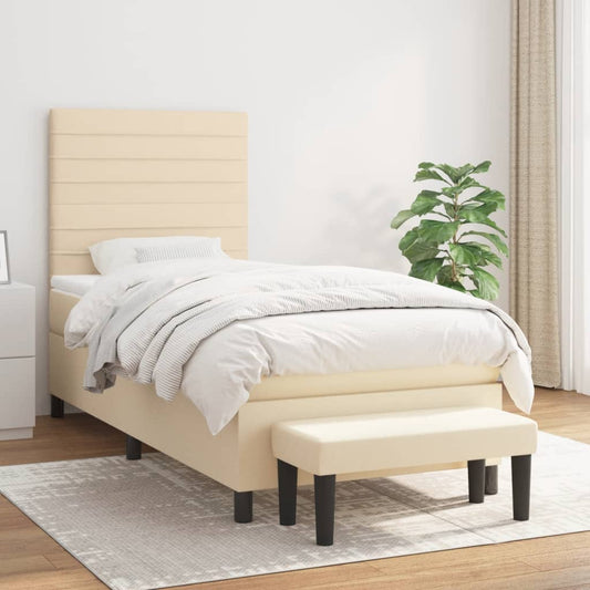 Giroletto a Molle con Materasso Crema 90x200 cm inTessuto | homemem39