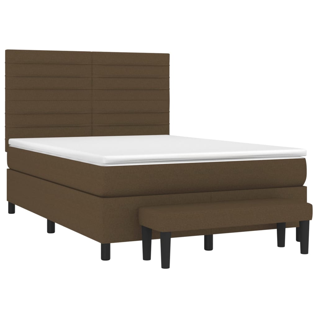 Giroletto a Molle con Materasso Marrone Scuro 140x190cm Tessuto | homemem39
