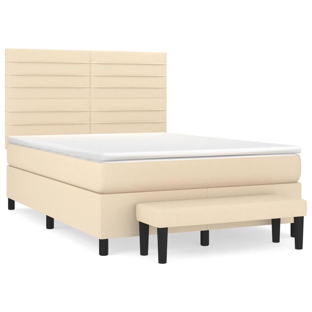 Giroletto a Molle con Materasso Crema 140x19 cm in Tessuto | homemem39