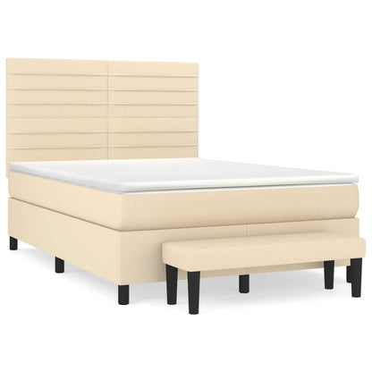 Giroletto a Molle con Materasso Crema 140x19 cm in Tessuto | homemem39
