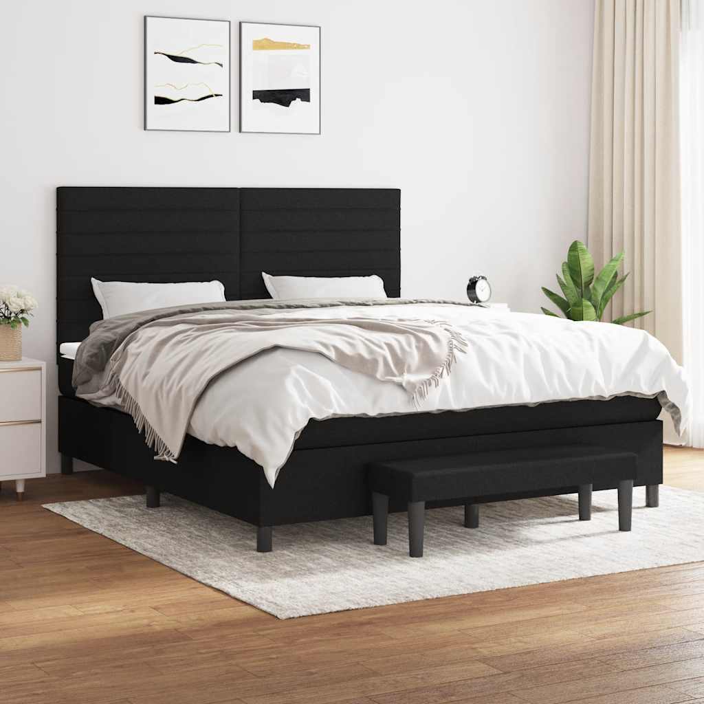 Giroletto a Molle con Materasso Nero 160x200 cm in Tessuto | homemem39
