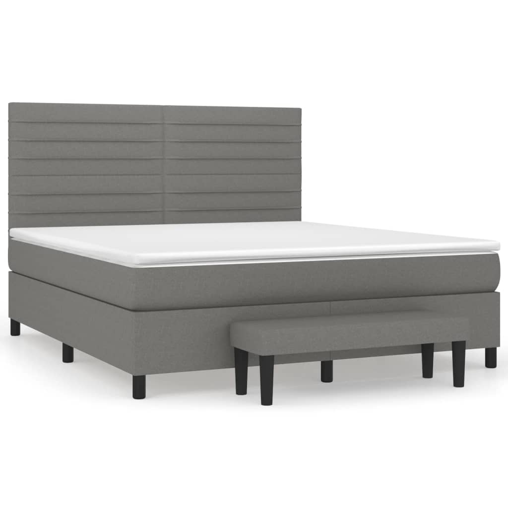 Giroletto a Molle con Materasso Grigio Scuro 180x200 cm Tessuto