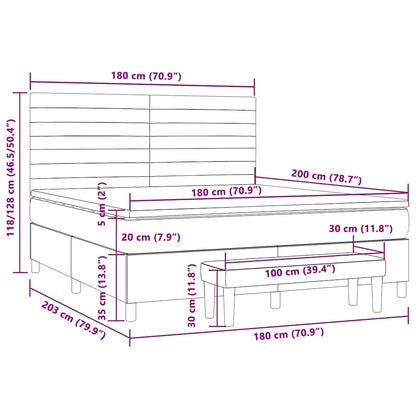 Giroletto a Molle con Materasso Marrone Scuro 180x200cm Tessuto | homemem39