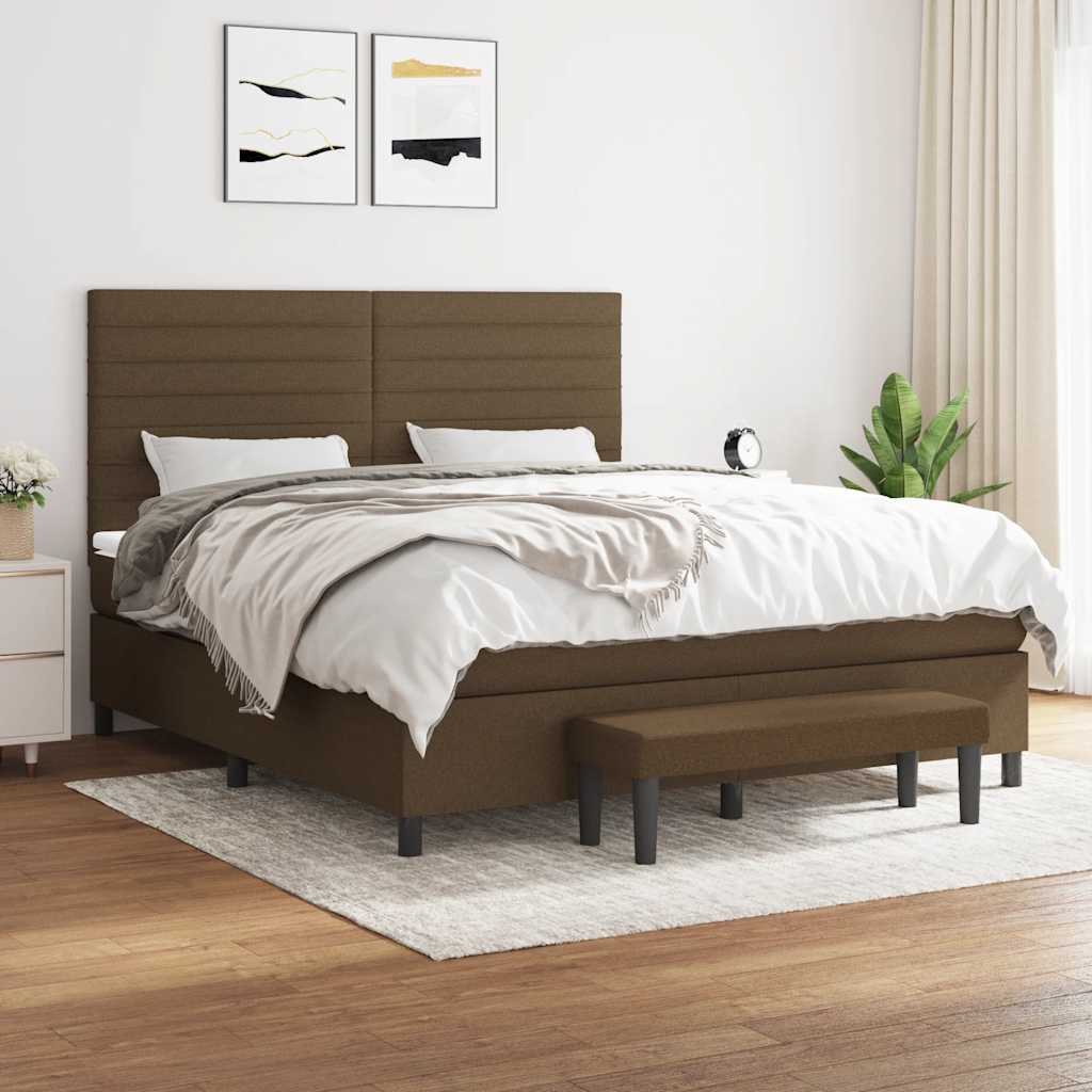 Giroletto a Molle con Materasso Marrone Scuro 180x200cm Tessuto | homemem39