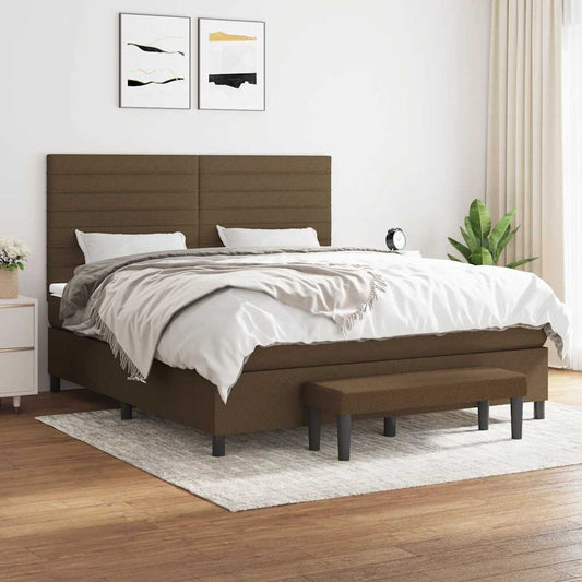 Giroletto a Molle con Materasso Marrone Scuro 180x200cm Tessuto | homemem39