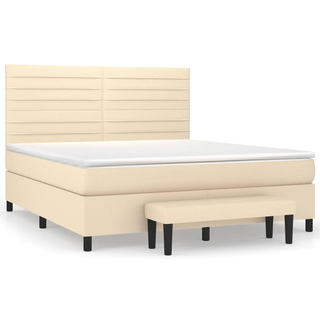 Giroletto a Molle con Materasso Crema 180x200 cm in Tessuto | homemem39