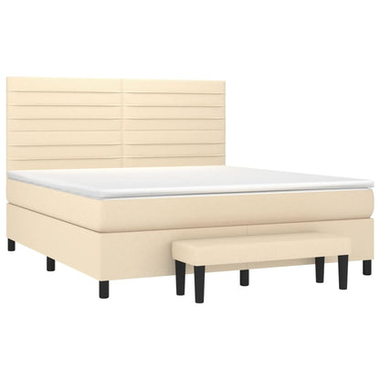Giroletto a Molle con Materasso Crema 180x200 cm in Tessuto | homemem39