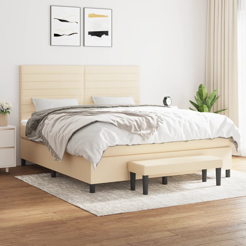Giroletto a Molle con Materasso Crema 180x200 cm in Tessuto | homemem39