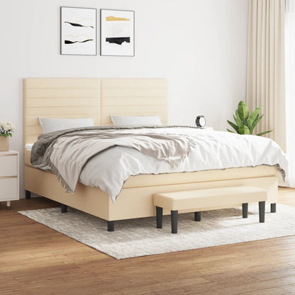 Giroletto a Molle con Materasso Crema 180x200 cm in Tessuto | homemem39