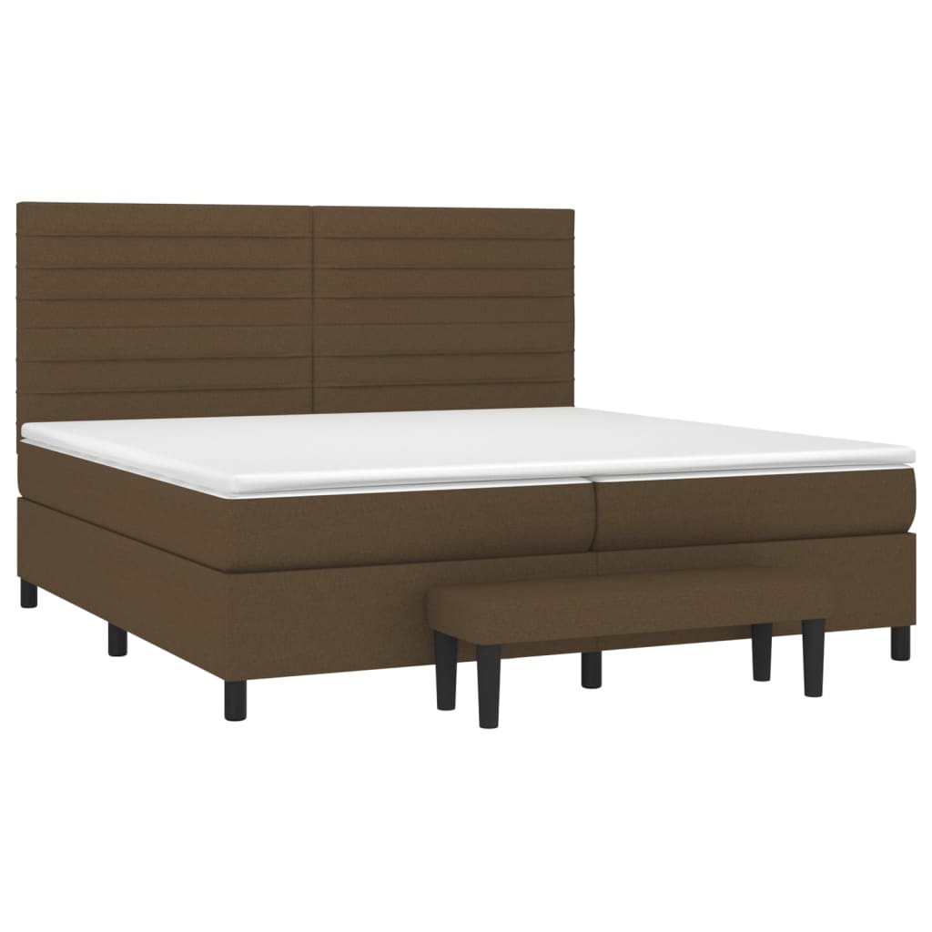 Giroletto a Molle con Materasso Marrone Scuro 200x200cm Tessuto