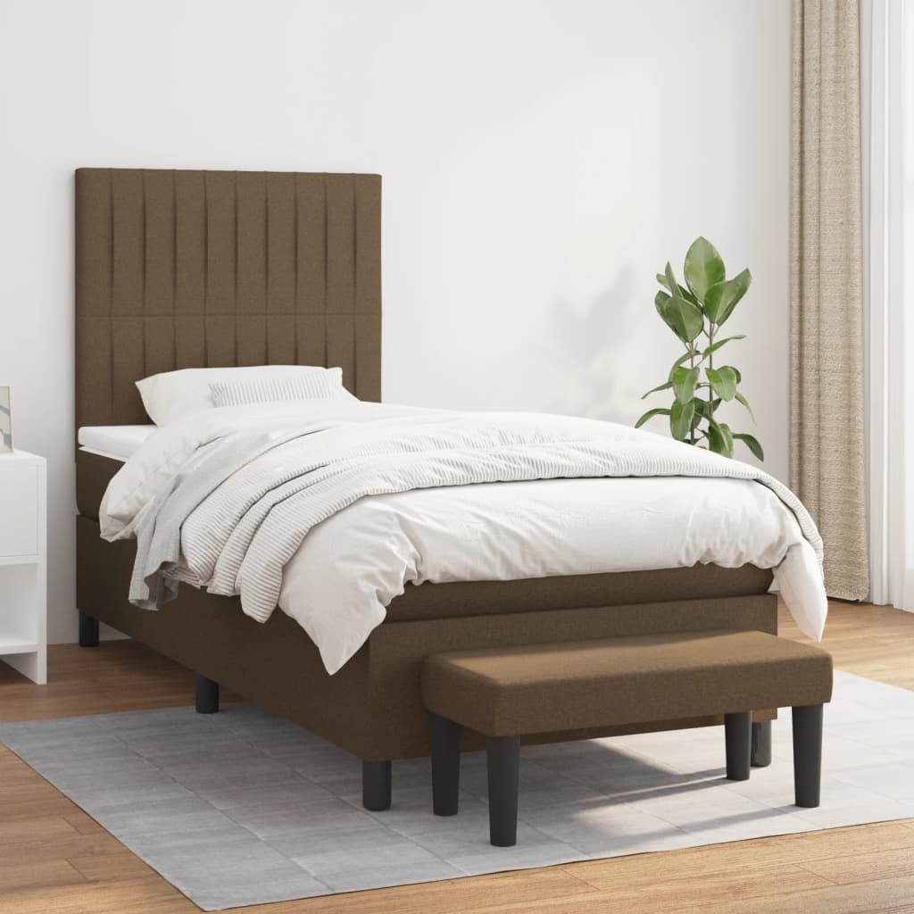 Giroletto a Molle con Materasso Marrone Scuro 80x200 cm Tessuto | homemem39