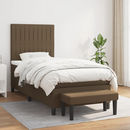 Giroletto a Molle con Materasso Marrone Scuro 80x200 cm Tessuto | homemem39