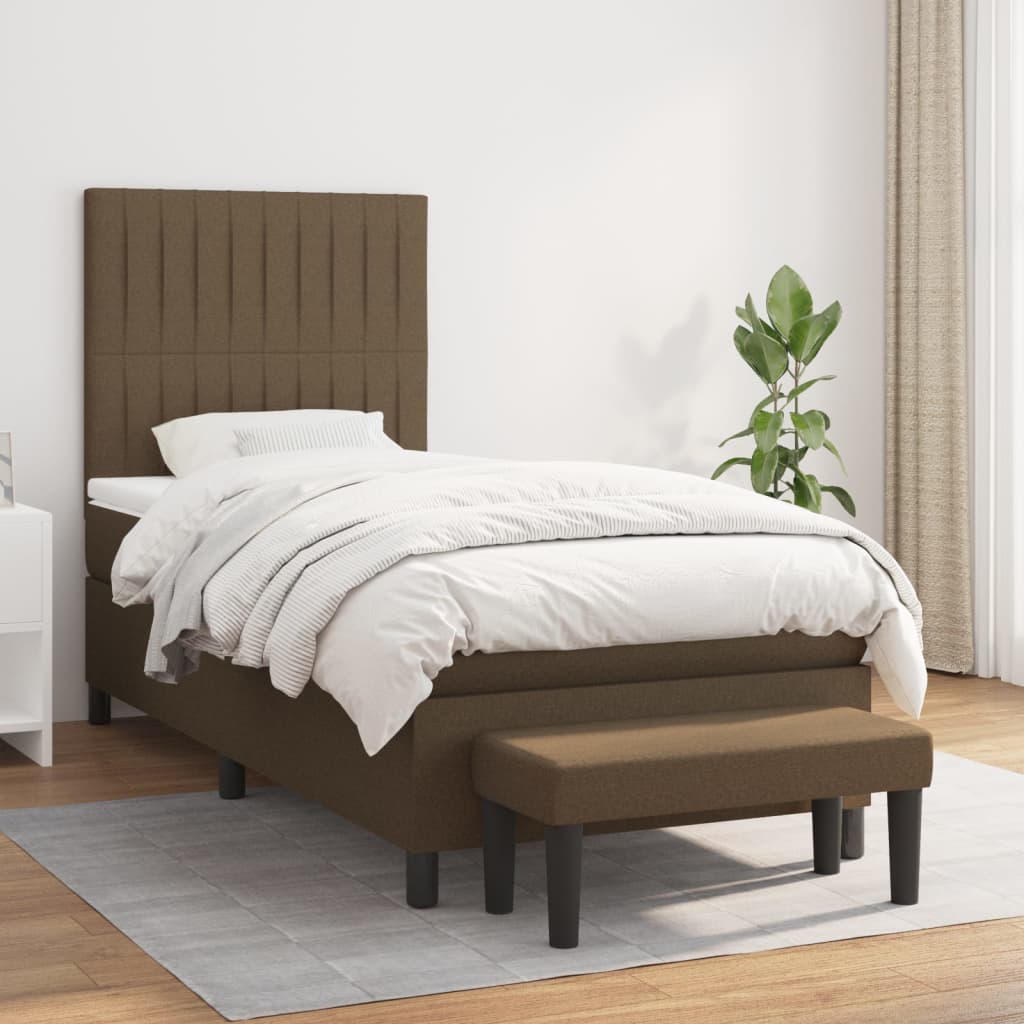 Giroletto a Molle con Materasso Marrone Scuro 90x200 cm Tessuto | homemem39