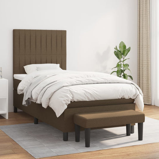 Giroletto a Molle con Materasso Marrone Scuro 90x200 cm Tessuto | homemem39