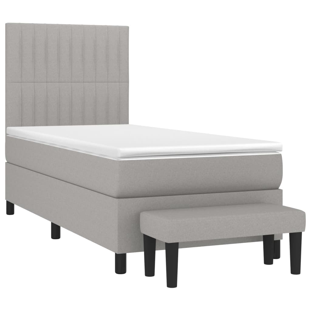 Giroletto a Molle con Materasso Grigio Chiaro100x200 cm Tessuto