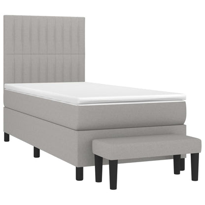 Giroletto a Molle con Materasso Grigio Chiaro100x200 cm Tessuto