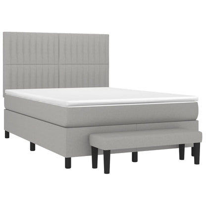 Giroletto a Molle con Materasso Grigio Chiaro 140x190cm Tessuto | homemem39