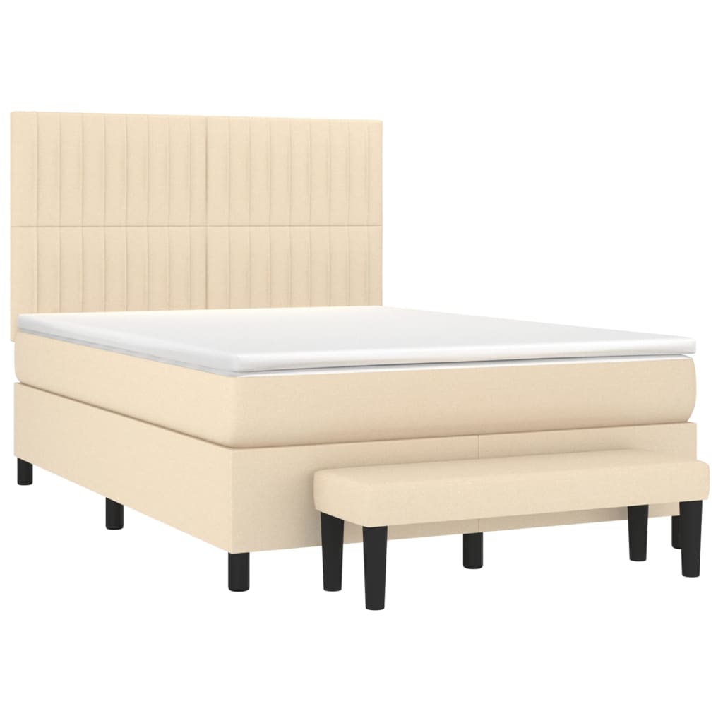 Giroletto a Molle con Materasso Crema 140x19 cm in Tessuto