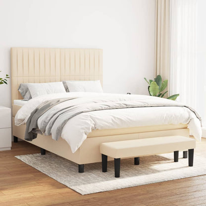 Giroletto a Molle con Materasso Crema 140x19 cm in Tessuto