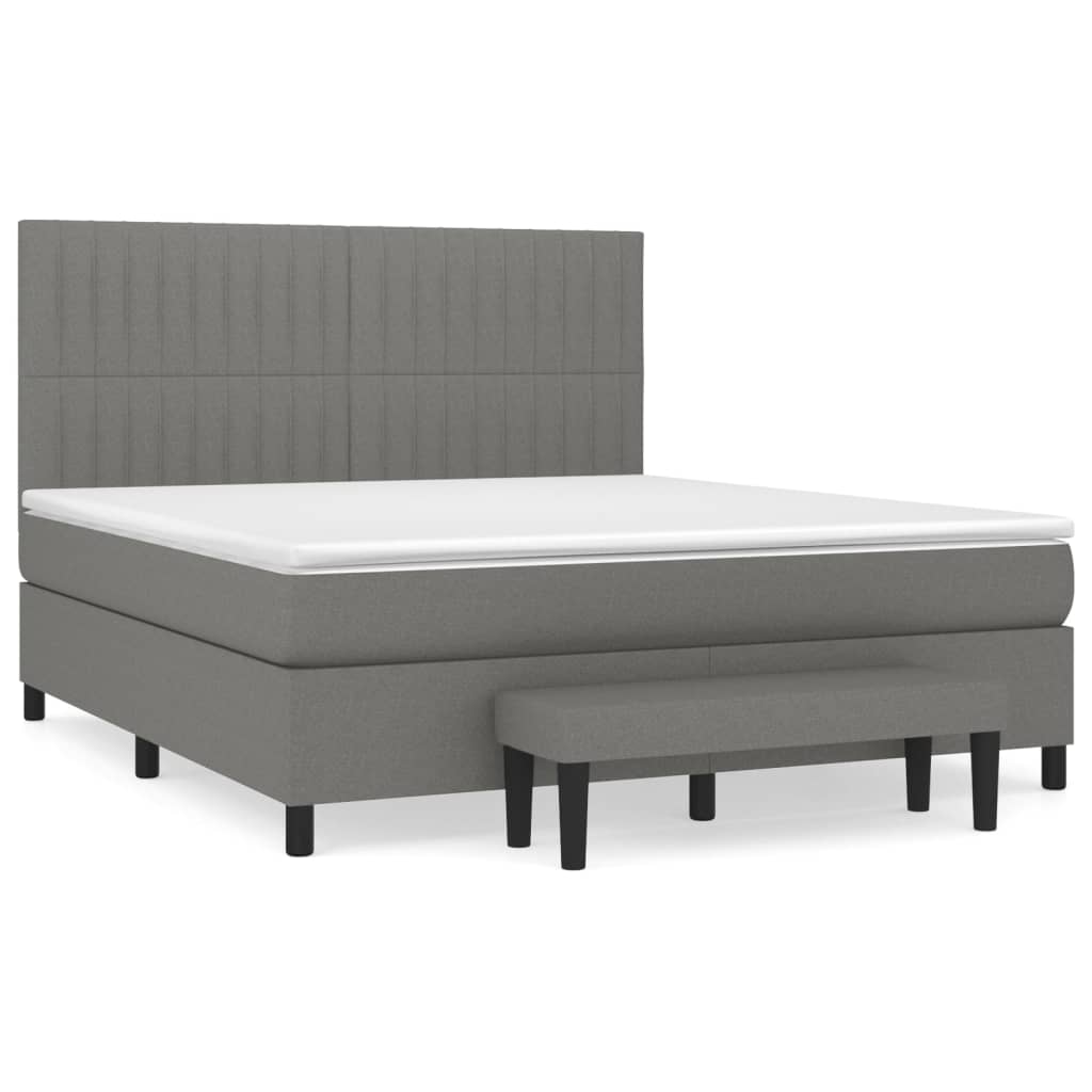 Giroletto a Molle con Materasso Grigio Scuro 160x200 cm Tessuto