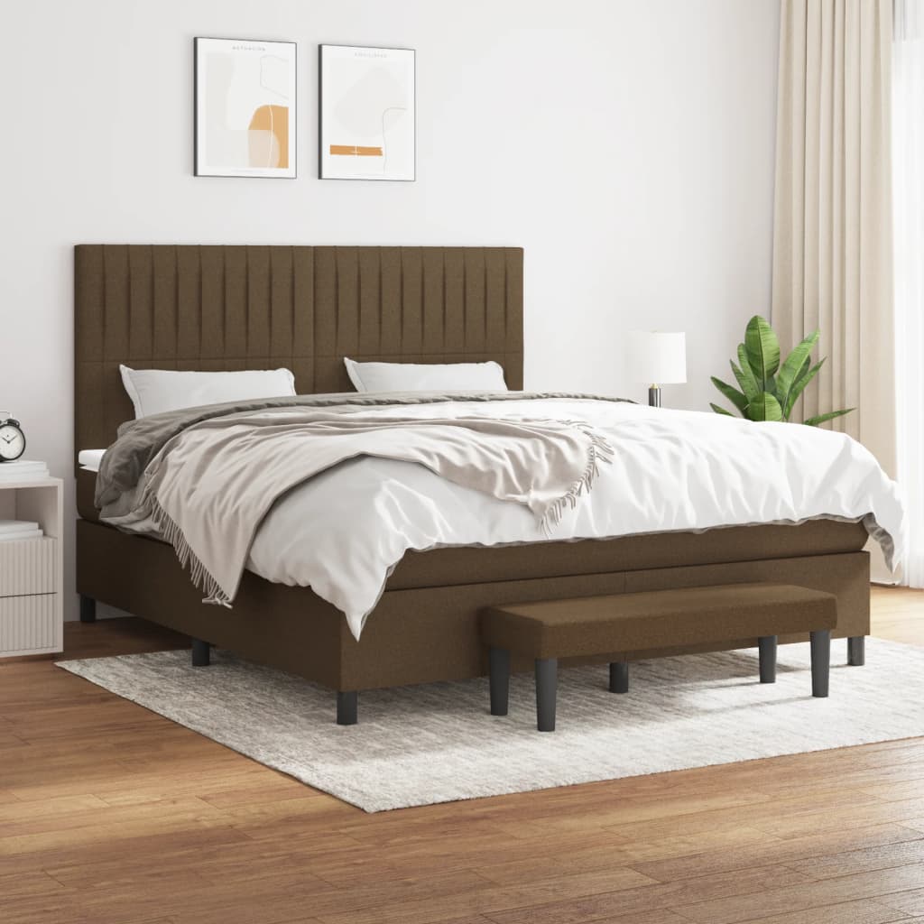 Giroletto a Molle con Materasso Marrone Scuro 180x200cm Tessuto | homemem39