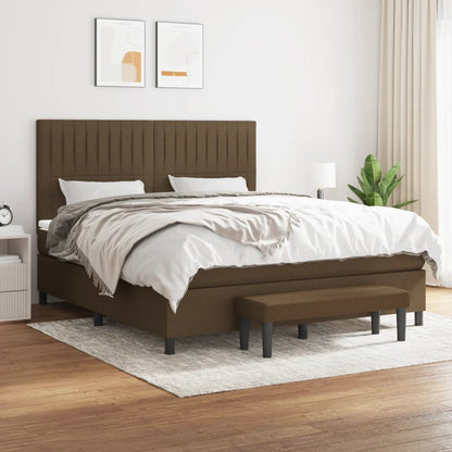 Giroletto a Molle con Materasso Marrone Scuro 180x200cm Tessuto | homemem39