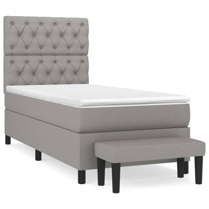 Giroletto a Molle con Materasso Grigio Chiaro 80x200 cm Tessuto
