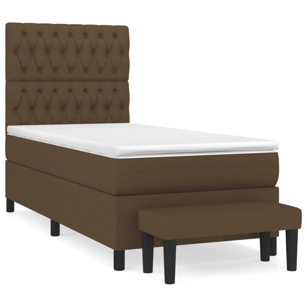 Giroletto a Molle con Materasso Marrone Scuro 90x190cm Tessuto | homemem39